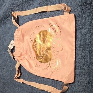 Bibbidi Bobbidi Boutique Pink and Gold Drawstring Backpack NEW